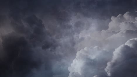 4k thunderstorm, dark cloud clumps in the dark sky