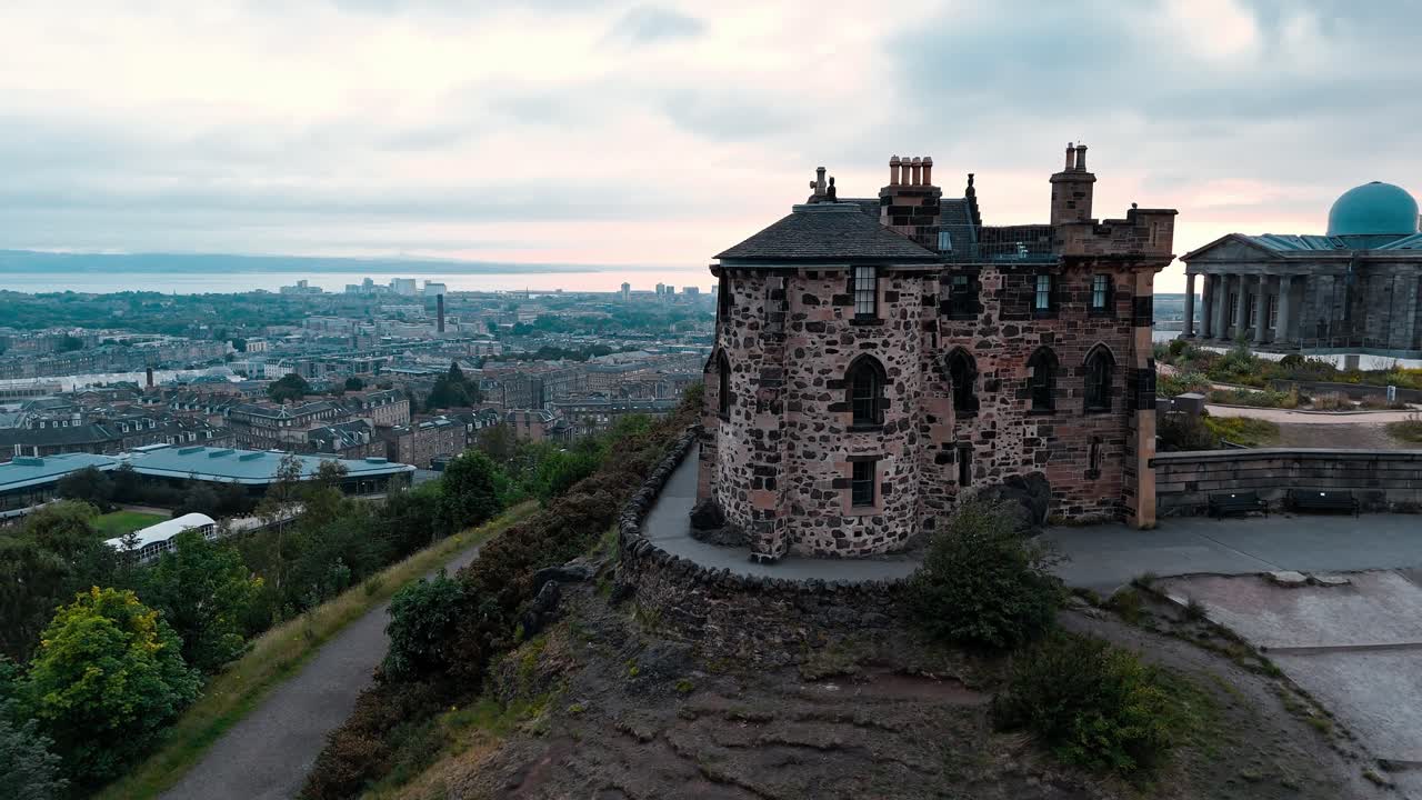 Cityscape with historic building on a hill