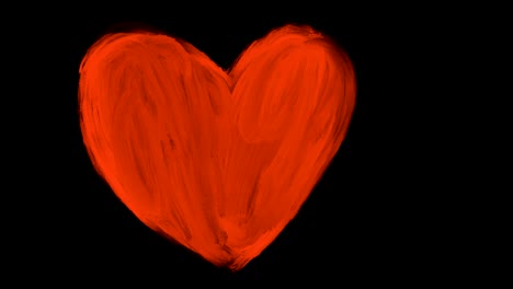 animación dibujada a mano de un corazón romántico rojo sobre un fondo oscuro