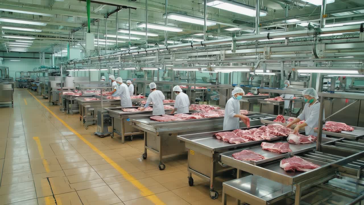 Meat Processing in a Food Factory