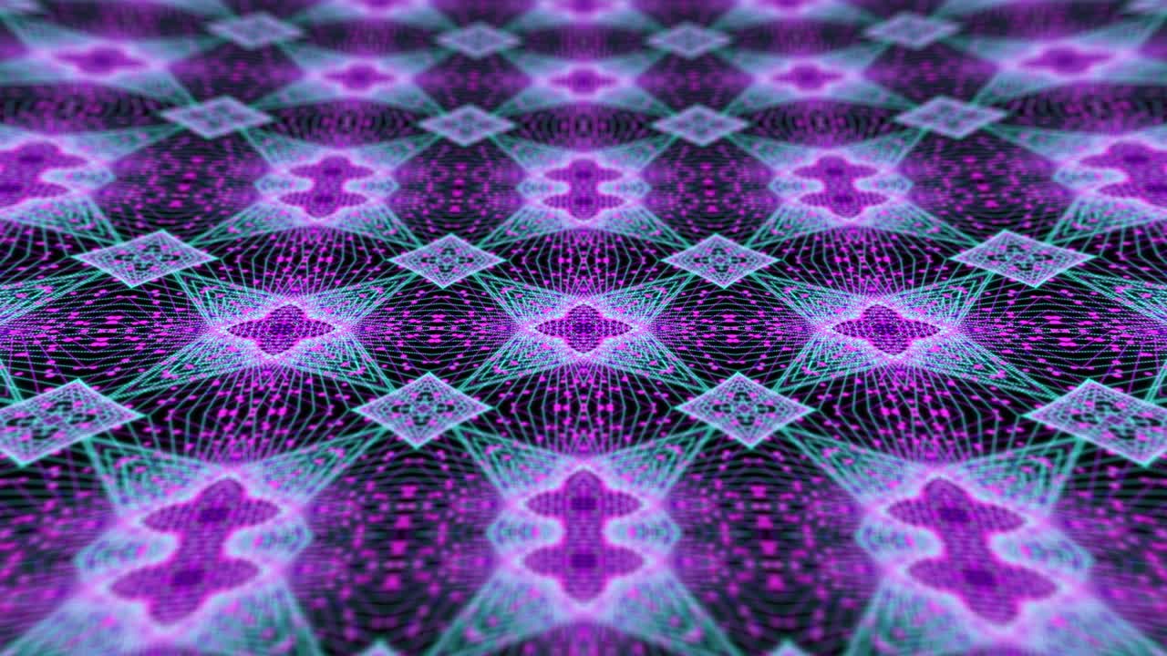 In a 4k animation design, floral lines grid in multicolor. Yoga, meditation and other activities benefit kaleidoscopic background. Abstract motion graphics with a digital mandala fractal seamless loop