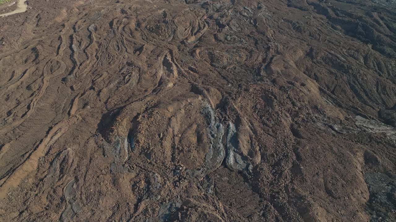 Hardened lava fields after Tajogaite volcanic eruption on Canary Islands