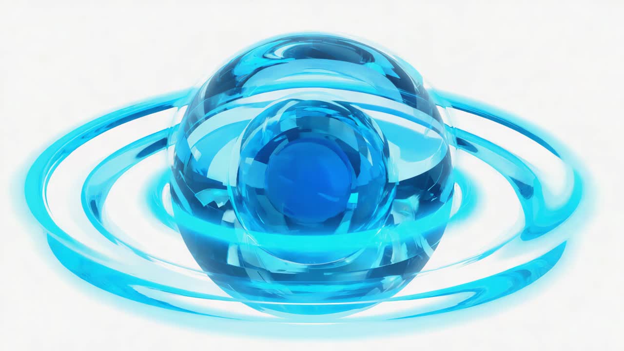 Abstract Blue Sphere with Concentric Rings of Light