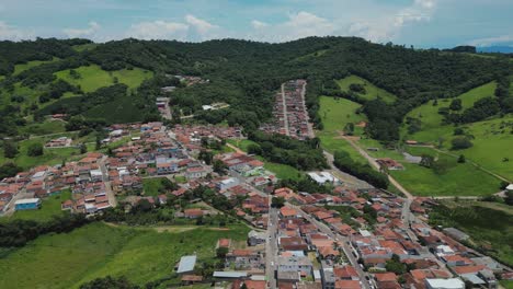 aerial view of houses been built on the hill - bueno brandao, serra da mantiqueira - brazil