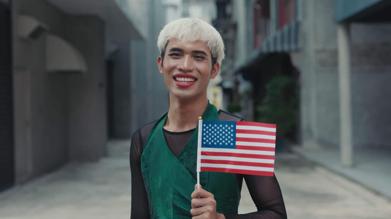 Happy Man with American Flag