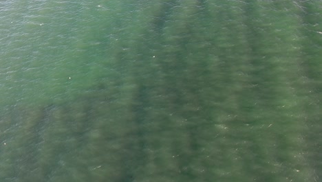 aerial view of bright blue water