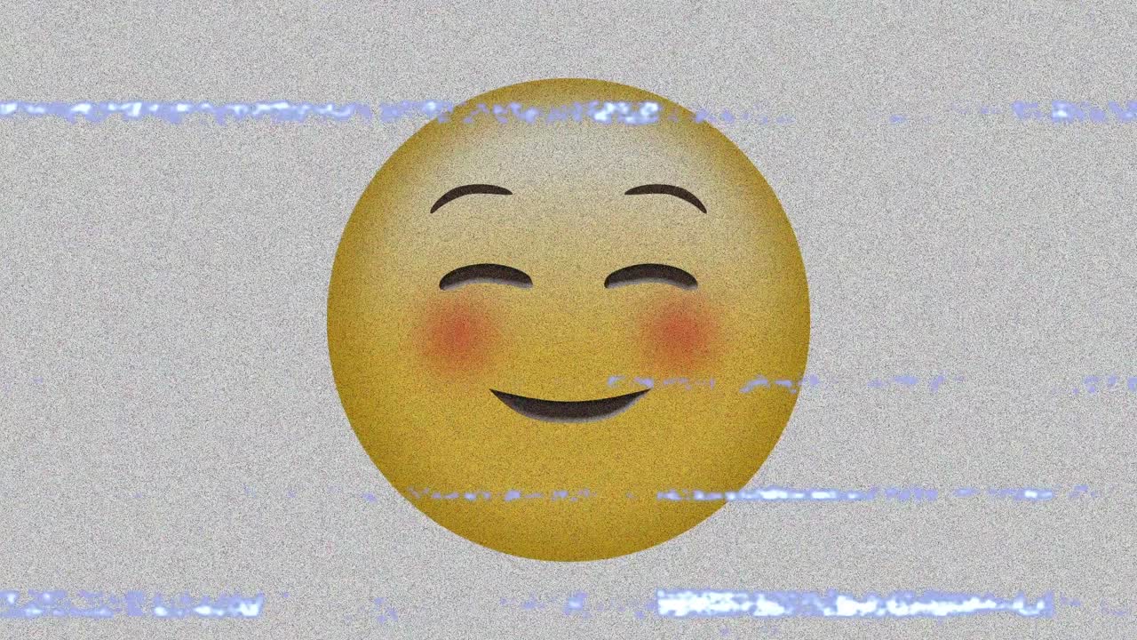 화면의 소음 위에 미소 이모지 아이콘의 애니메이션