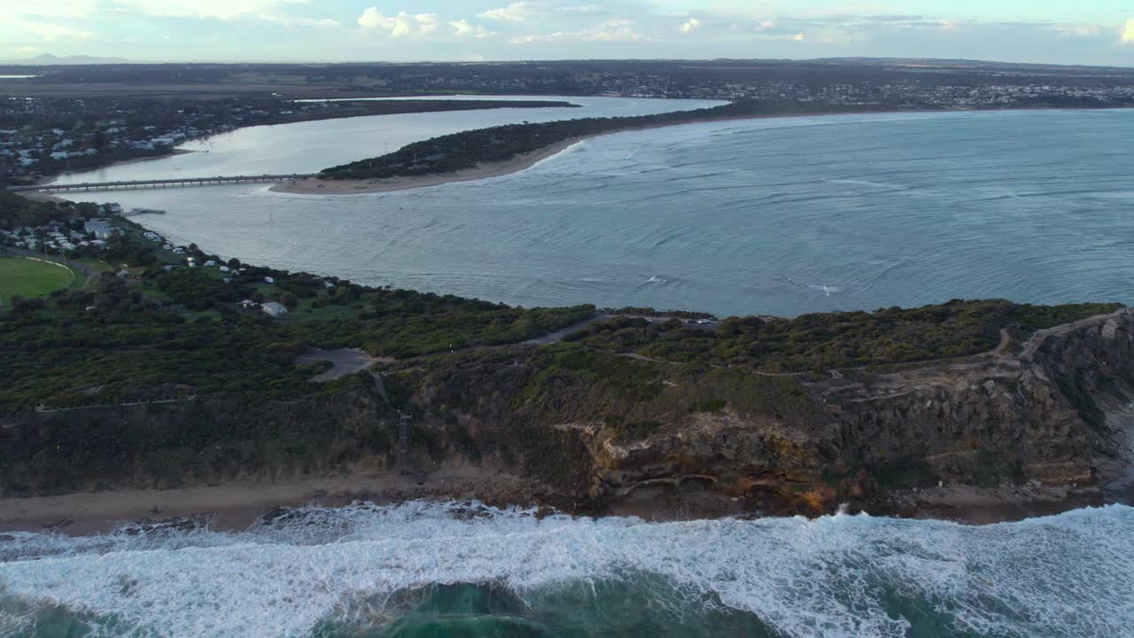 Sideways footage of Barwon Heads Bluff, Victoria, Australia 2022