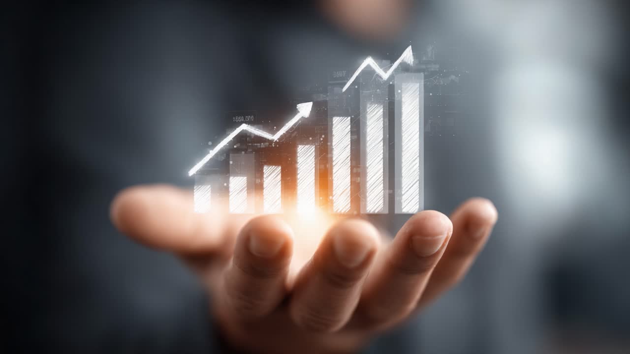 A Visual Representation of Increasing Growth Trends in Business Metrics, Showcasing Handheld Graphs That Symbolize Progress and Data Analysis