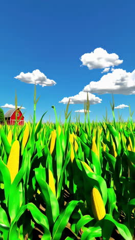 cornfield with red barn