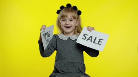 Child-kid-showing-Sale-and-Up-To-70-Percent-Off-discount-advertisement-banners.-Black-Friday-concept