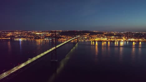 Drone-footage-of-the-bridge-Ponte-25-Abril,-between-Lisbon-and-Almada
