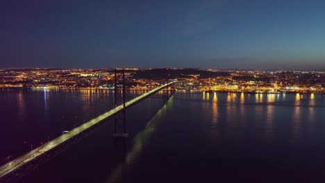 drone footage of the bridge ponte 25 abril, between lisbon and almada