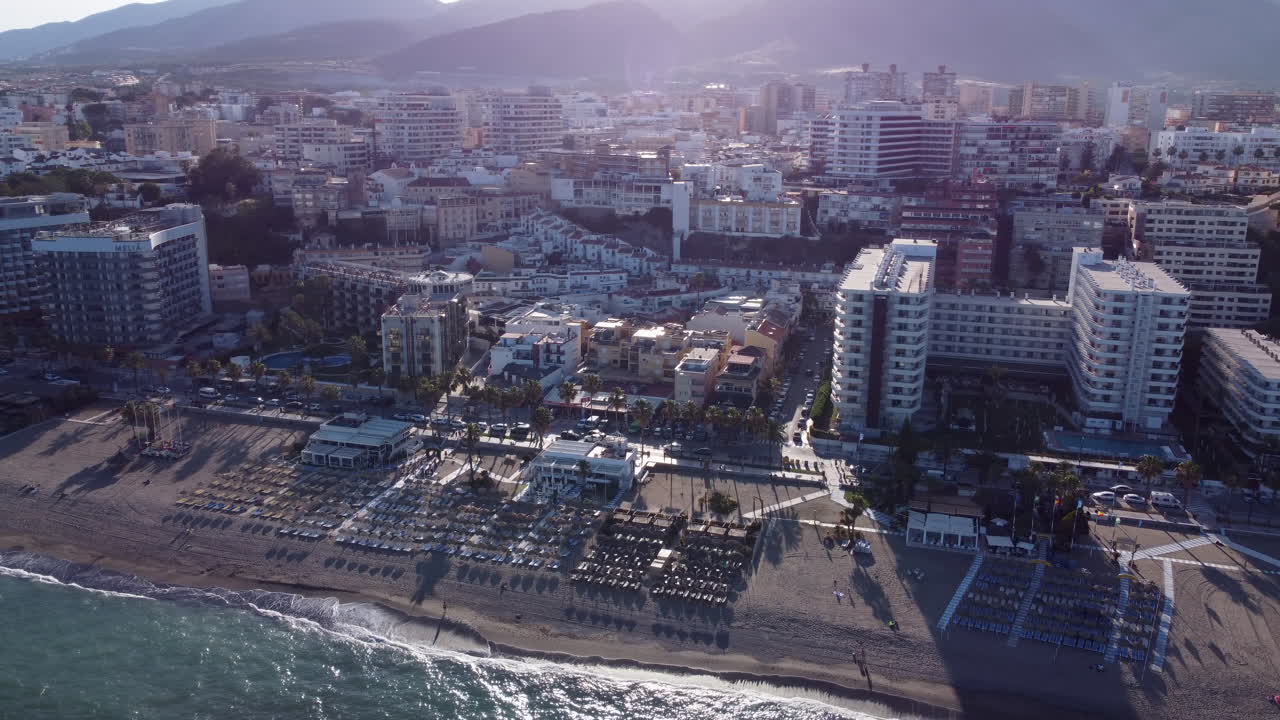 Aerial Orbit Torremolinos Beach and Hotels - Costa Del Sol, Spain