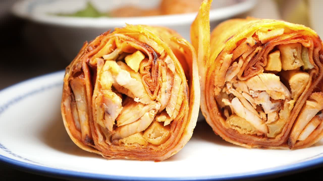 Close-up of Shawarma Wrap on a Plate