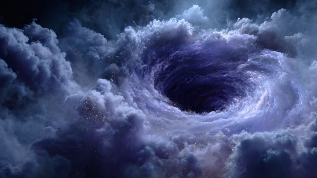 A Stunning Visual of a Cosmic Vortex Surrounded by Ethereal Clouds, Capturing the Mystique of Space and the Depths of the Universe in a Mesmerizing Scene