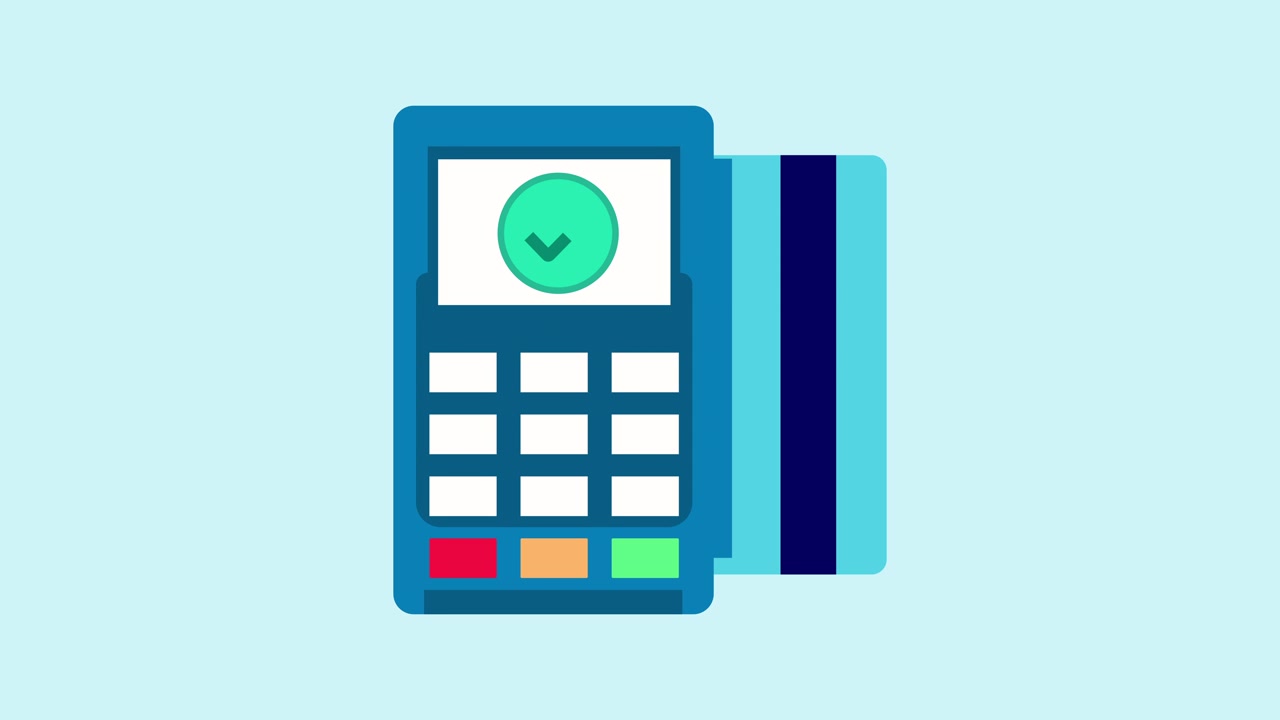 Animated Credit Card Payment Transaction on Point of Sale Terminal