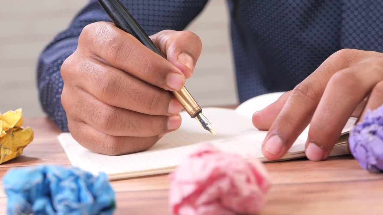 persona que escribe en un cuaderno