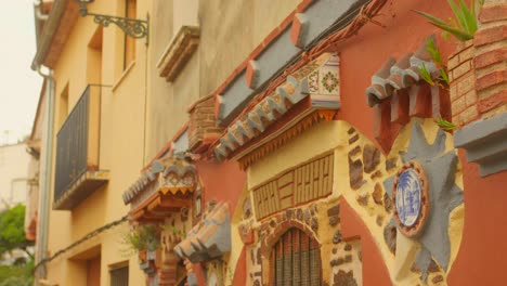 architectural stone facade of a house in the old town of sagunto, valencia spain