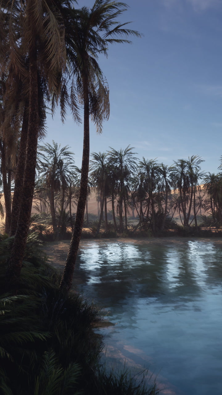 Serene natural corridor reflecting soft sky hues with gentle flow