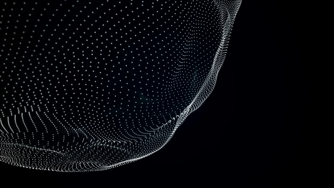 Seamless abstract animation metamorphosis of amorphous shape from dots and lines