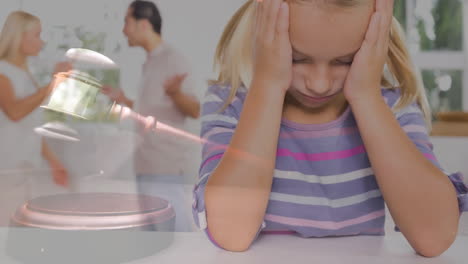 conceptual digital animation of kid suffering while parents having a fight 4k