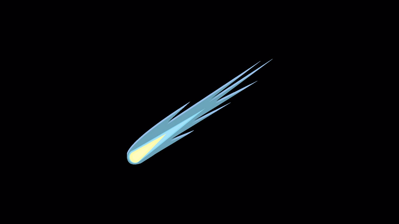 Animated Comet or Meteor Streaking Across Black Background