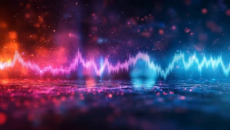 colorful sound waves in abstract design. bright and colorful sound wave patterns move across a dark background, creating a vibrant and energetic atmosphere.