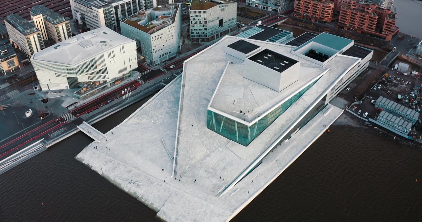 Flygvy över Operahuset i Oslo, Norge.