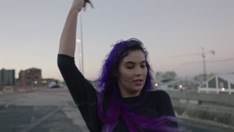 dancing-woman-beautiful-street-dancer-with-colorful-hair-performing-contemporary-hip-hop-moves-enjoying-modern-dance-expression-in-city-at-sunset