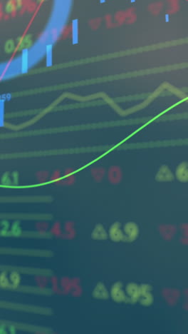 animación de datos financieros y gráficos sobre un fondo verde