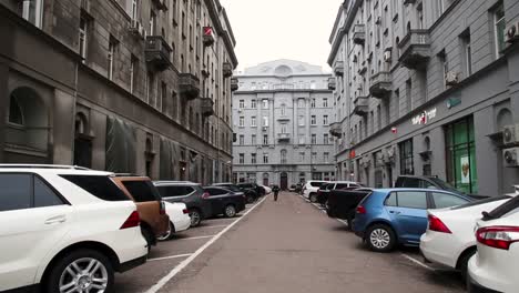 city alley with parking