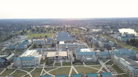 4k-Cinematic-Aerial---Notre-Dame,-Indiana---Football