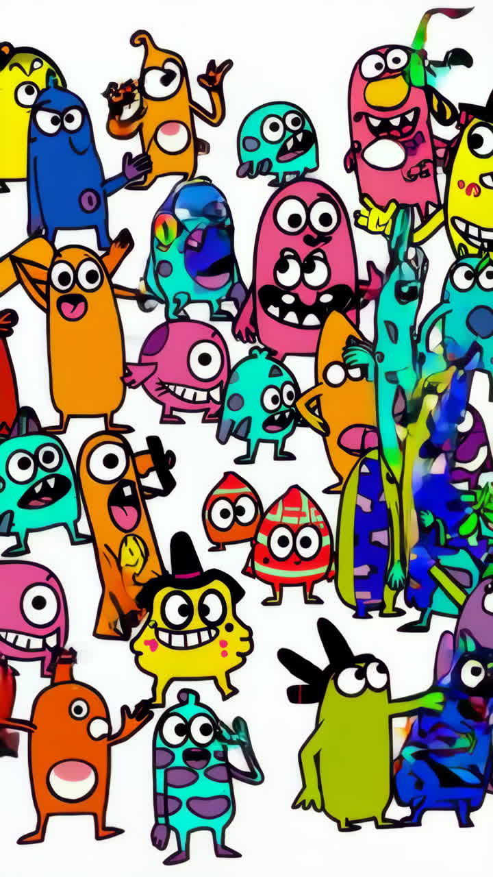 A collection of colorful and whimsical cartoon monsters