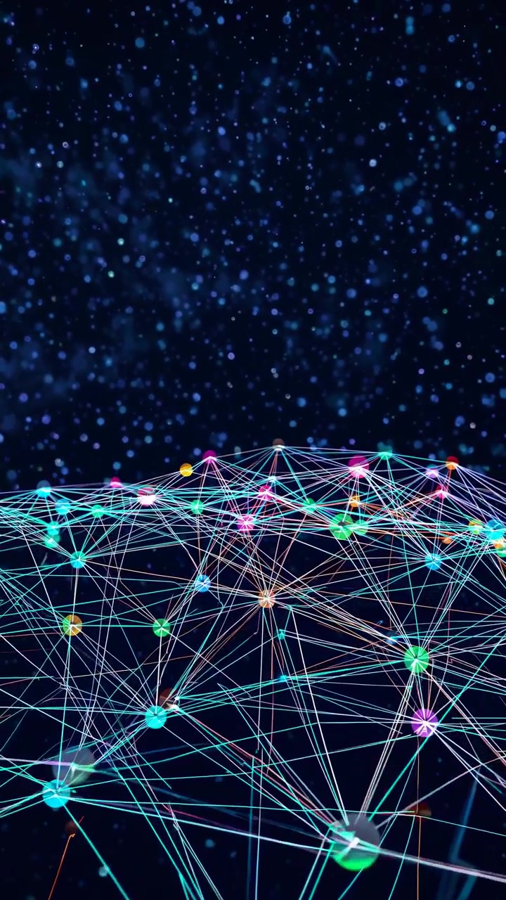 Abstract Digital Network Connection with Glowing Nodes and Particles