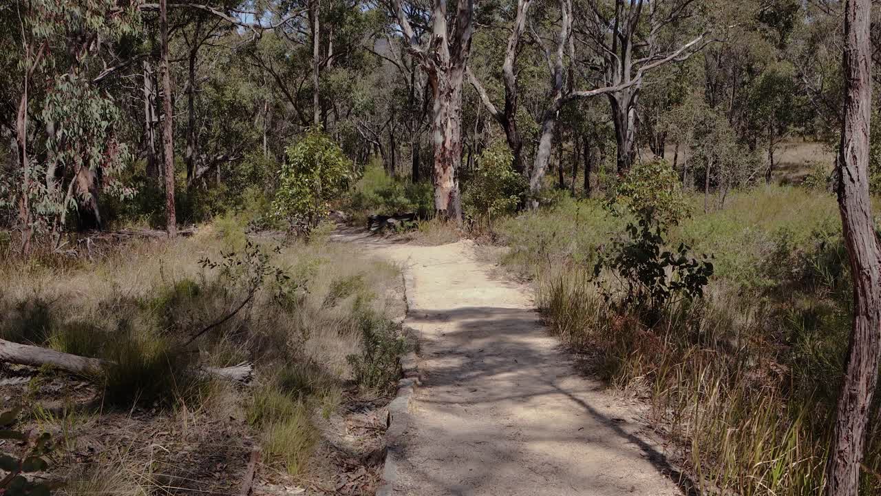camino a pie en el paseo subterráneo del arroyo, parque nacional de girraween, sur de queensland, australia