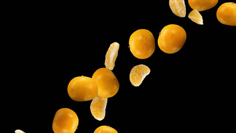 oranges falling down with alpha channel