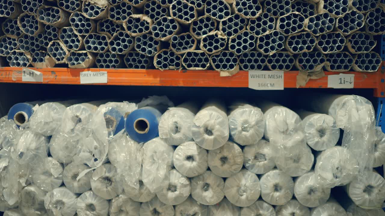 Mesh Rolls and Tubes in Warehouse Storage