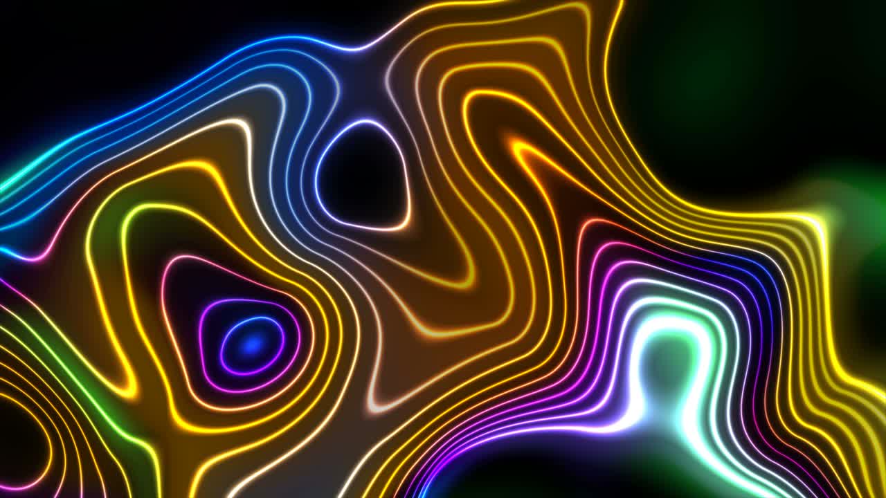 Colorful neon glowing liquid waves abstract motion background