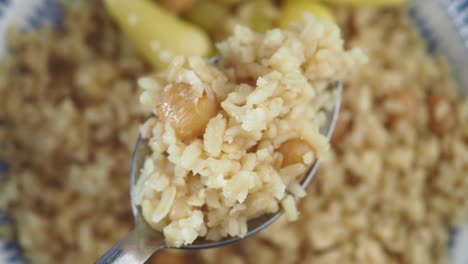 spoonful of rice with chickpeas