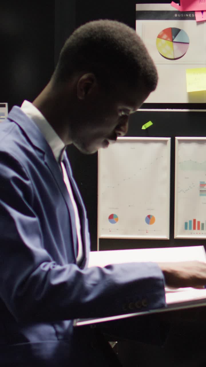 Business professional working with charts and graphs