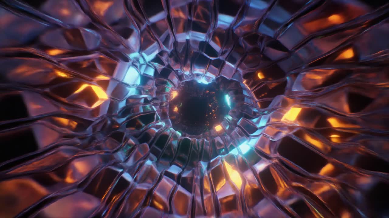 Seamless Loop of Abstract Futuristic Tunnel with Glowing Lights