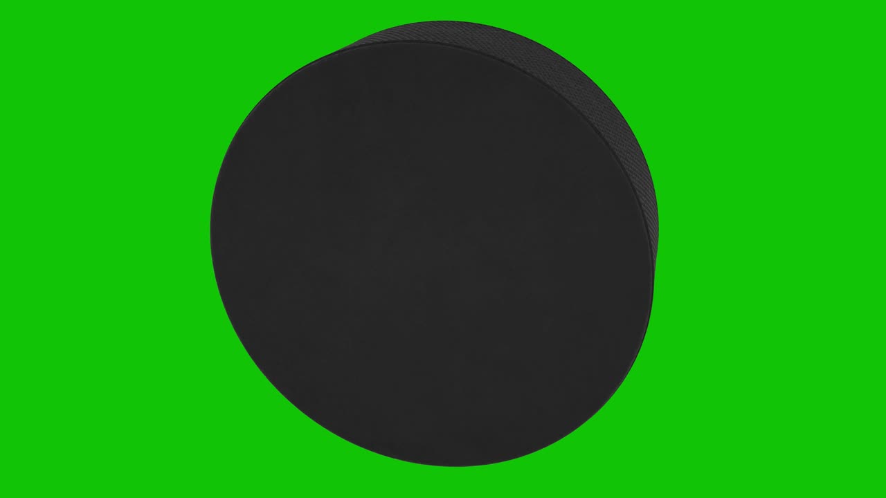 animación de un disco de hockey girando en una pantalla verde. bucle, 4k
