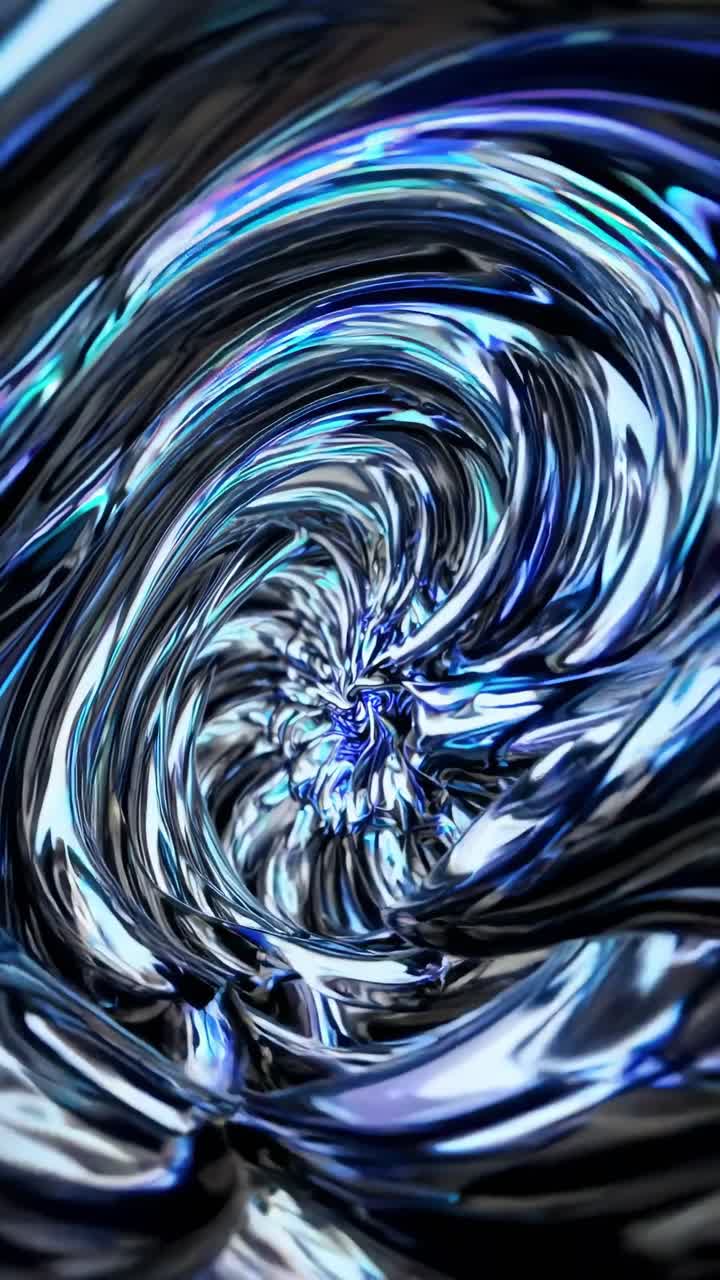 Abstract Blue and Silver Metallic Swirl