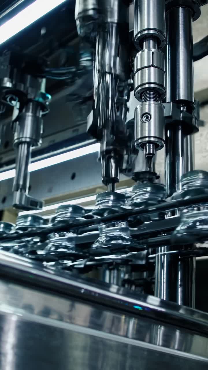Close-up video of an industrial machine in action, showcasing precision engineering