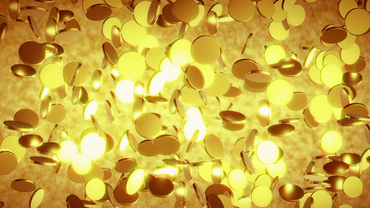 동전은 느린 동작으로 떨어집니다. 고품질의 동전이 떨어집니다. 완벽한 루프입니다.