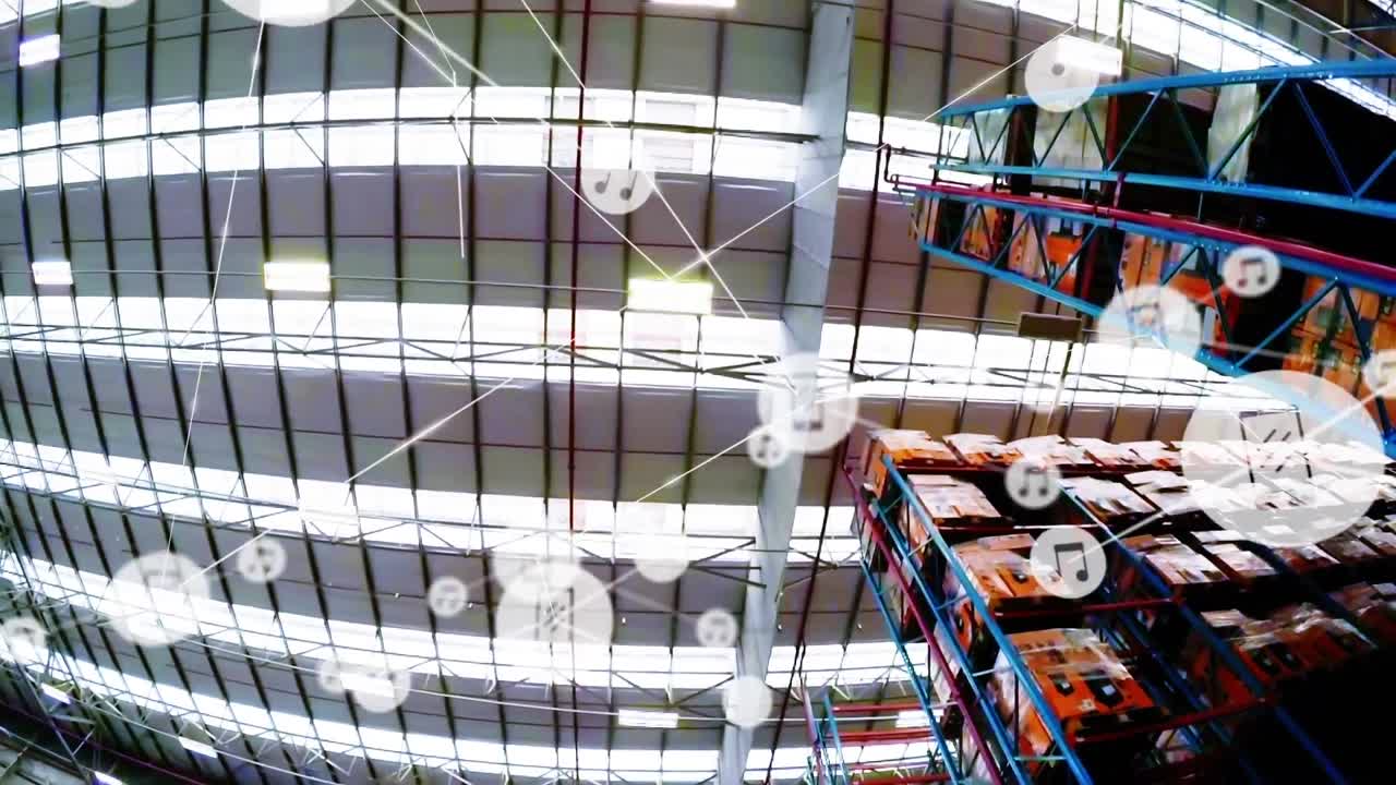 창고에 대한 아이콘으로 연결 네트워크의 애니메이션