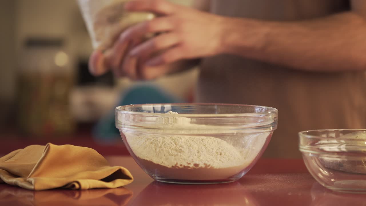 man Hands Work In Flour