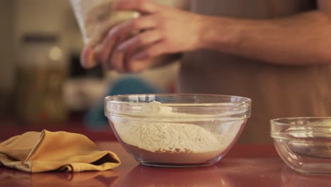 man hands work in flour