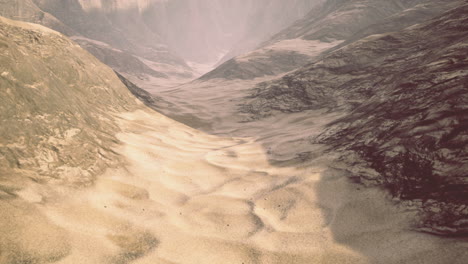 scenic view of a vast desert valley with rolling hills and textured terrain
